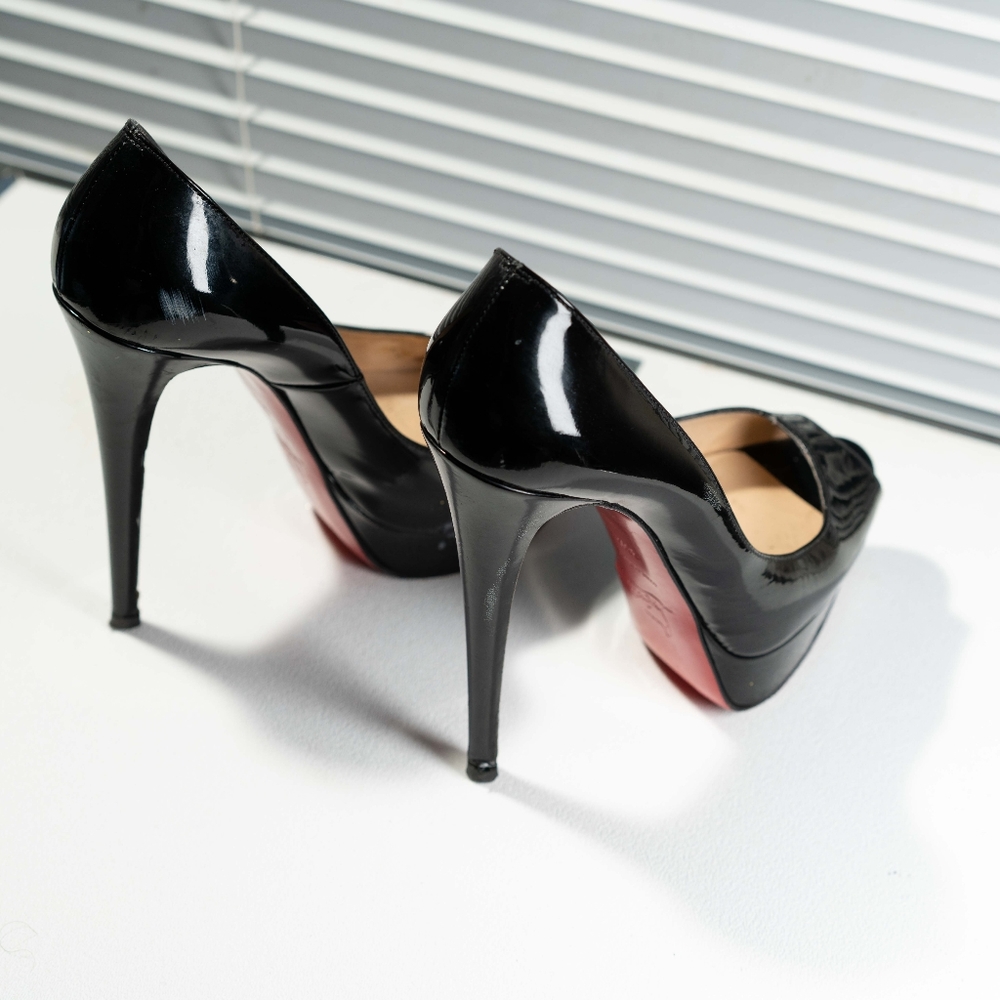 Christian louboutin lady peep black patent leather